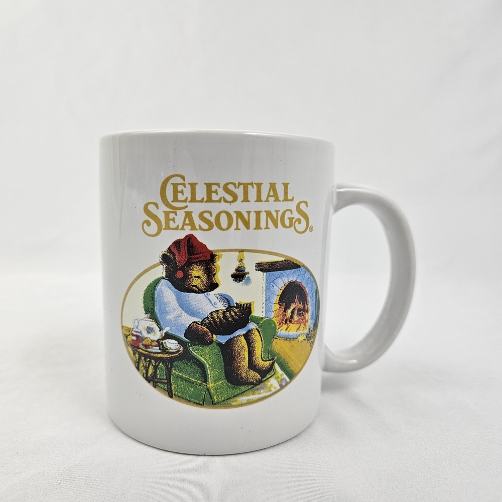 Vintage Celestial Seasonings Ceramic Mug Coffee Tea Cup Sleepy Time Bear 1990's